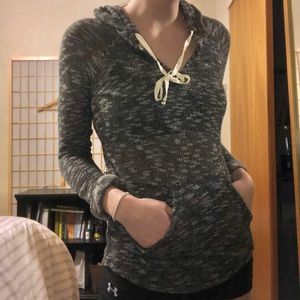 Thin Pullover Sweater with Lace Lined Hood